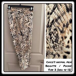 Chicos Brigitte Animal Print crop length sz 2 (equiv sz 12-14).